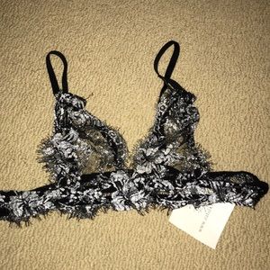 Silver and Black Mesh & Lace Bralette